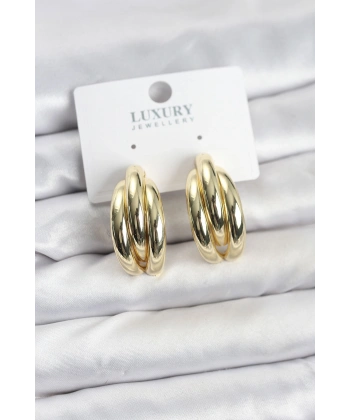 Gold Renk Pirinç Yarım Halka Model Kadın Küpe