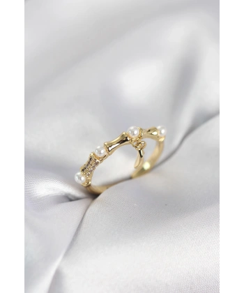 Gold Renk Sallantılı Kemik Model Kadın Yüzük