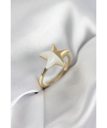 Gold Renk Sedefli Yıldız Model Kadın Yüzük