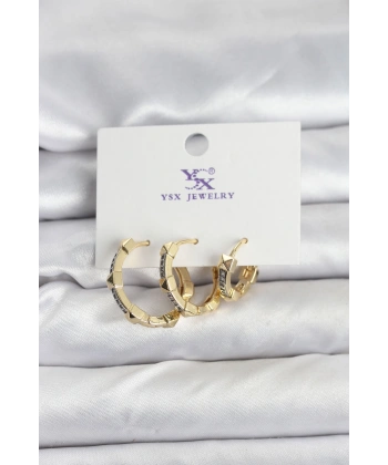 Gold Renk Zirkon Taşlı Kadın Küpe