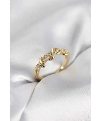 Gold Renk Zirkon Taşlı Sarmal Yılan Model Kadın Yüzük