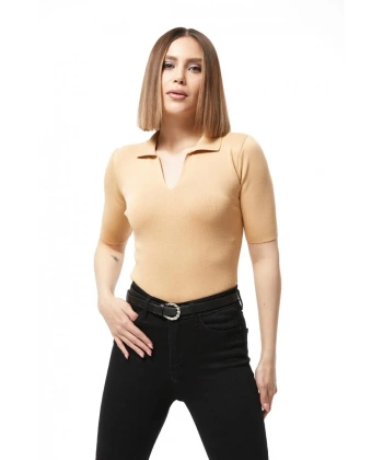 Gömlek yaka yazlık triko bluz