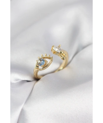 Gözyaşı Model Gold Renk Zirkon Taşlı Kadın Yüzük
