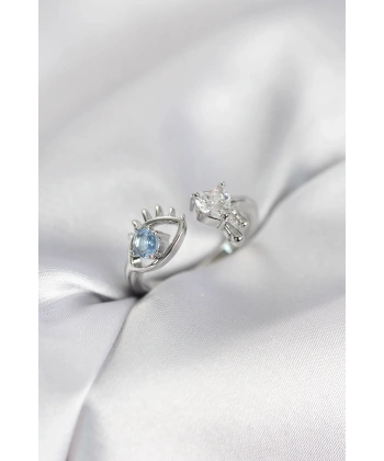 Gözyaşı Model Gümüş Renk Zirkon Taşlı Kadın Yüzük