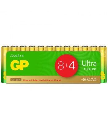 GP Ultra Alkalin AAA İnce Kalem Pil 12li Paket