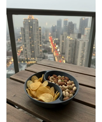 Gri Çerezlik Kase Seti Modern Bölmeli Sunum Tasarımı