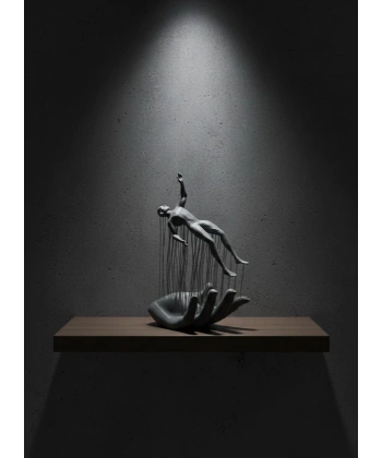 Gri El İnsan Figürü Minimal ve Anlamlı Dekoratif Biblo Modern Ev Dekorasyonu