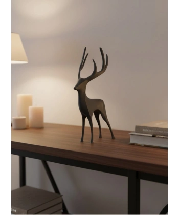 Gri Geyik Biblo Minimal Tasarım Şık Ev Aksesuarı