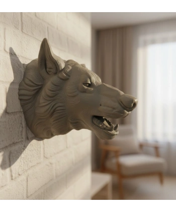 Gri Kurt Duvar Biblosu Güçlü Detaylı Dekoratif Tasarım 25x19 cm