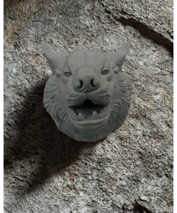 Gri Kurt Duvar Dekoru Asılabilir Dekoratif Heykel Tasarım