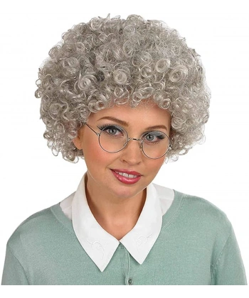 Gri Renk Kabarık Bonus Peruk Afro Takma Saç