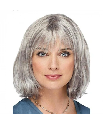 Gri Renk Yaşlı Peruğu Kısa Saç Kısa Peruk Gri Teyze Peruğu