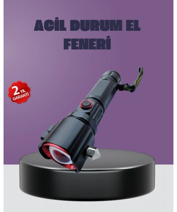 Güçlü Işıklı El Feneri Acil Durum Çekiç ve Pusula