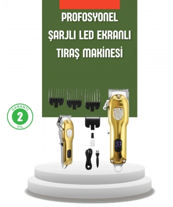 Güçlü Motorlu LCD Ekranlı Şarjlı Tıraş ve Şekillendirme Makinesi