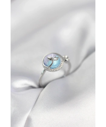 Gümüş Renk Balık Kuyruğu Okyanus Model Kadın Yüzük