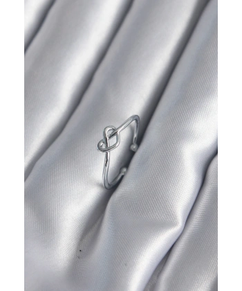 Gümüş Renk Düğüm Kalp Model Kadın Yüzük