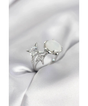 Gümüş Renk Kutup Yıldızı Model Kadın Yüzük