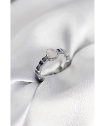 Gümüş Renk Mineli Su Kabağı Model Kadın Yüzük