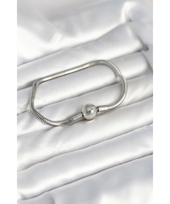 Gümüş Renk Pirinç Charm Bileklik