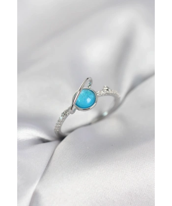 Gümüş Renk Zirkon Taşlı Satürn Model Kadın Yüzük