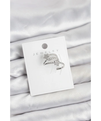 Gümüş Renk Zirkon Taşlı Yıldız Model Kıkırdak Earcuff Küpe