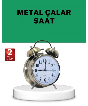 Gümüş Renkli Sessiz Işıklı Dekoratif Masa Üstü Çalar Saat Alarmlı