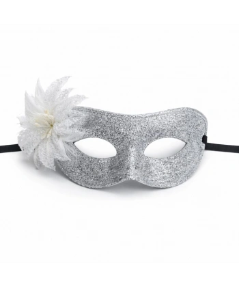 Gümüş Simli Tüylü Balo Maskesi – Kadın Parti & Maskeli Balo Maskesi