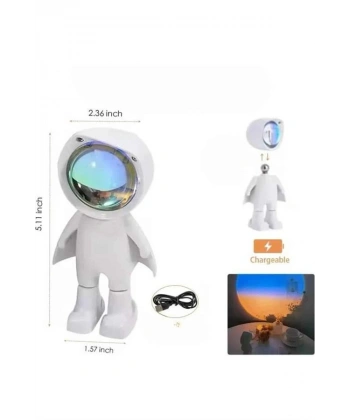 Gün Batımı Lambası Işık Arka Plan Projektör Sevimli Astronot Enerji Tasarruflu