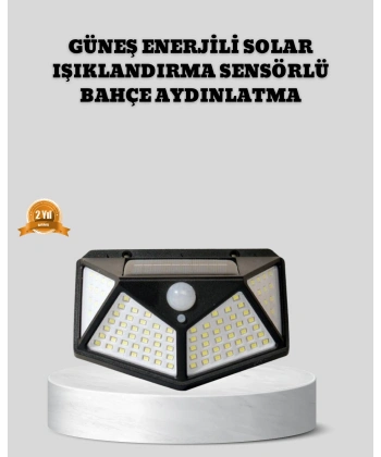 Güneş Enerjili Aydınlatma 100 LED Sensörlü Solar Dış Mekan Lamba