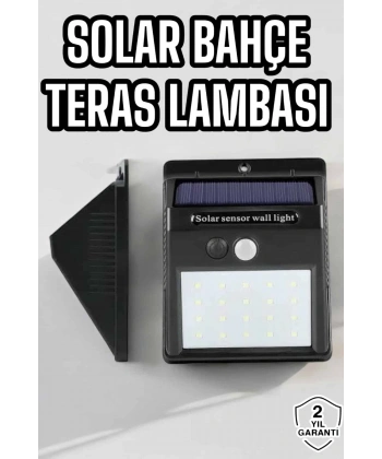 Güneş Enerjili Bahçe Lambası Solar Gece Aydınlatma Sensörlü Lamba