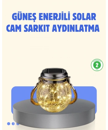 Güneş Enerjili Cam Sarkıt Bahçe Balkon Teras Aydınlatma 30 LED
