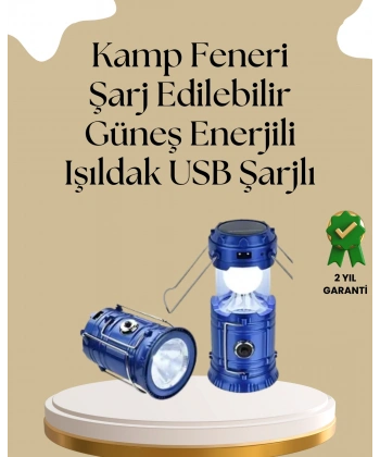 Güneş Enerjili Katlanabilir Kamp Feneri – USB Şarjlı, Hafif ve Çok Fonksiyonlu