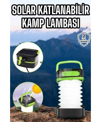Güneş Enerjili Led Lamba Kamp Lambası Katlanabilir Lamba USB Şarjlı