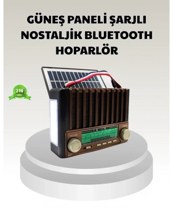 Güneş Enerjili Taşınabilir Hoparlör KTF-1428 Bluetooth Radyo USB SD Kart Destekli