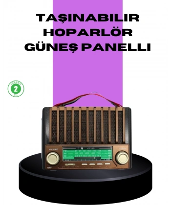 Güneş Enerjili Taşınabilir Radyo ve Bluetooth Hoparlör Çok Fonksiyonlu