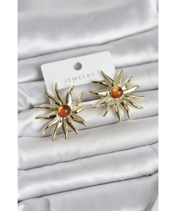 Güneş Model Gold Renk Pirinç Kadın Küpe