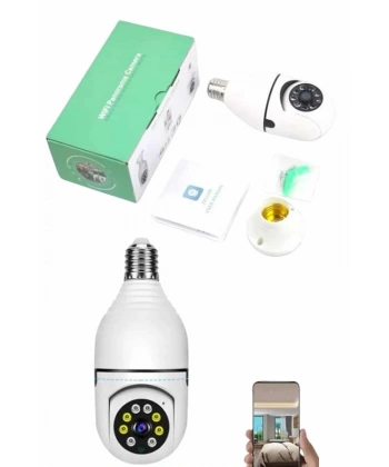 Güvenlik Kamerası Wi-Fi Özellikli 360 Derece Full Hd 1080p Ampül Kamera