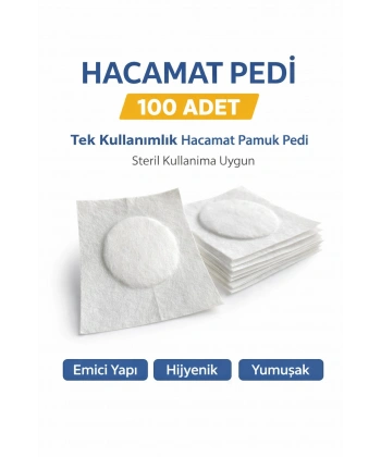Hacamat Pedi 100 Adet – Tek Kullanımlık Hacamat Pamuk Pedi Steril Kullanıma Uygun