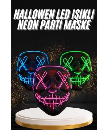 Hallowen Parti Maskesi Neon Led Işıklı Maske 3 Modlu Cadılar Bayramı Maskesi