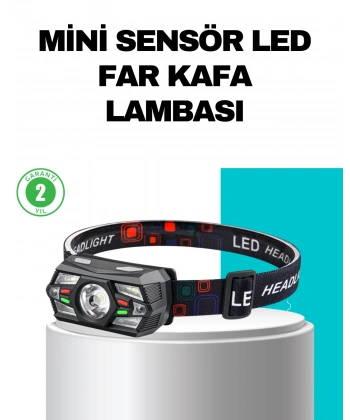 Hareket Sensörlü Şarjlı LED Far Suya Dayanıklı Çok Modlu