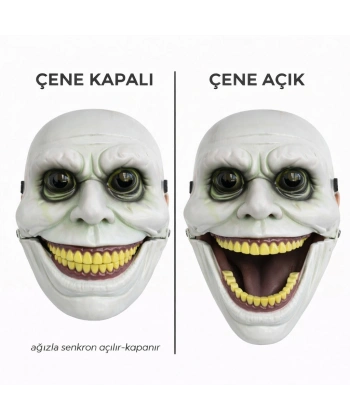 Hareketli Çene Mekanizmalı Korku Maskesi Yeşil