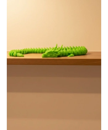 Hareketli Yeşil Ejderha Figür Uzun Gövdeli Koleksiyonluk Tasarım