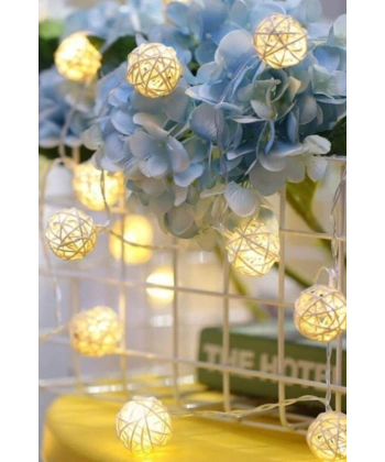 Hasır Toplar Led Işık 2 metre GÜN IŞIĞI Dekor Lambası