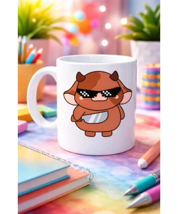 Havalı İnek Figürlü Porselen Kupa MODEL 95 – Eğlenceli Tasarım Ofis & Ev İçin Özel Kupa