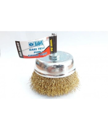 Hawk HA10149 Pimli Sarı Tel Çanak Fırça 75 mm