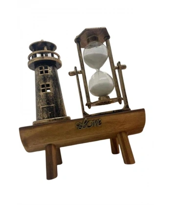 Hediyelik Eşya Retro Ahşap Deniz Feneri Kum Saati Biblo