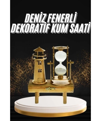Hediyelik Eşya Retro Deniz Fenerli Kum Saati Ahşap Görünümlü Dekoratif Eşya