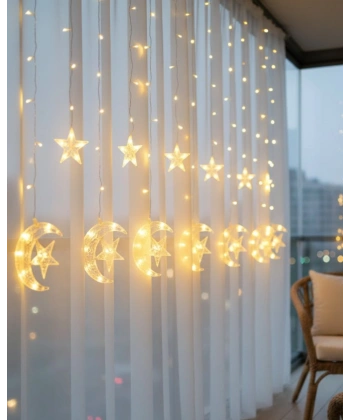 Hilal Yıldız LED Perde Işık Balkon Pencere ve Oda Dekorasyonu