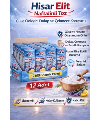 Hisar Elit Naftalinli Toz Güve Önleyici Dolap ve Çekmece Koruyucu 12 Adet