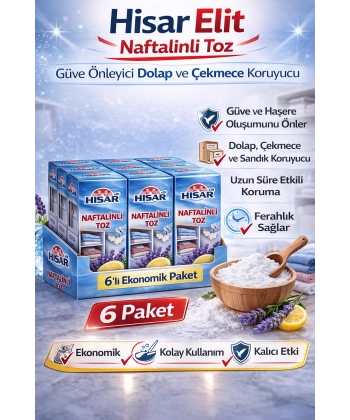 Hisar Elit Naftalinli Toz Güve Önleyici Dolap ve Çekmece Koruyucu 6 Adet